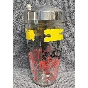 Vintage Bloomfield Industries Glass Cocktail Shaker Paris Themed w/Recipes USA